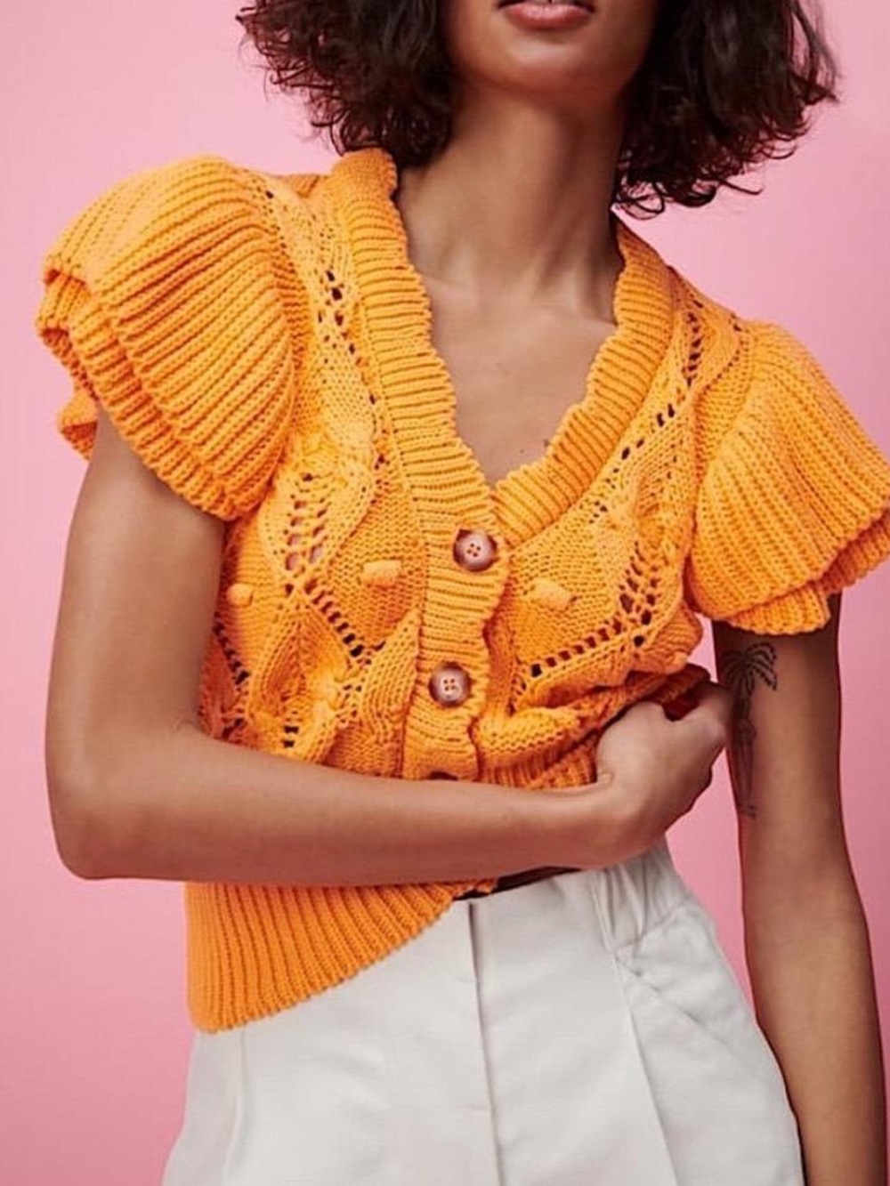 Zara Bright Orange Knit Cardigan 🍊